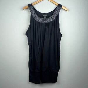 Lane Bryant‎ Black Beaded Neckline Sleeveless Tank Top Plus Size 22 24